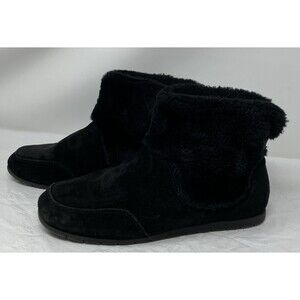 Vionic Maizie Women’s 8 Black Suede Faux Fur Supportive Slipper Ankle Boots